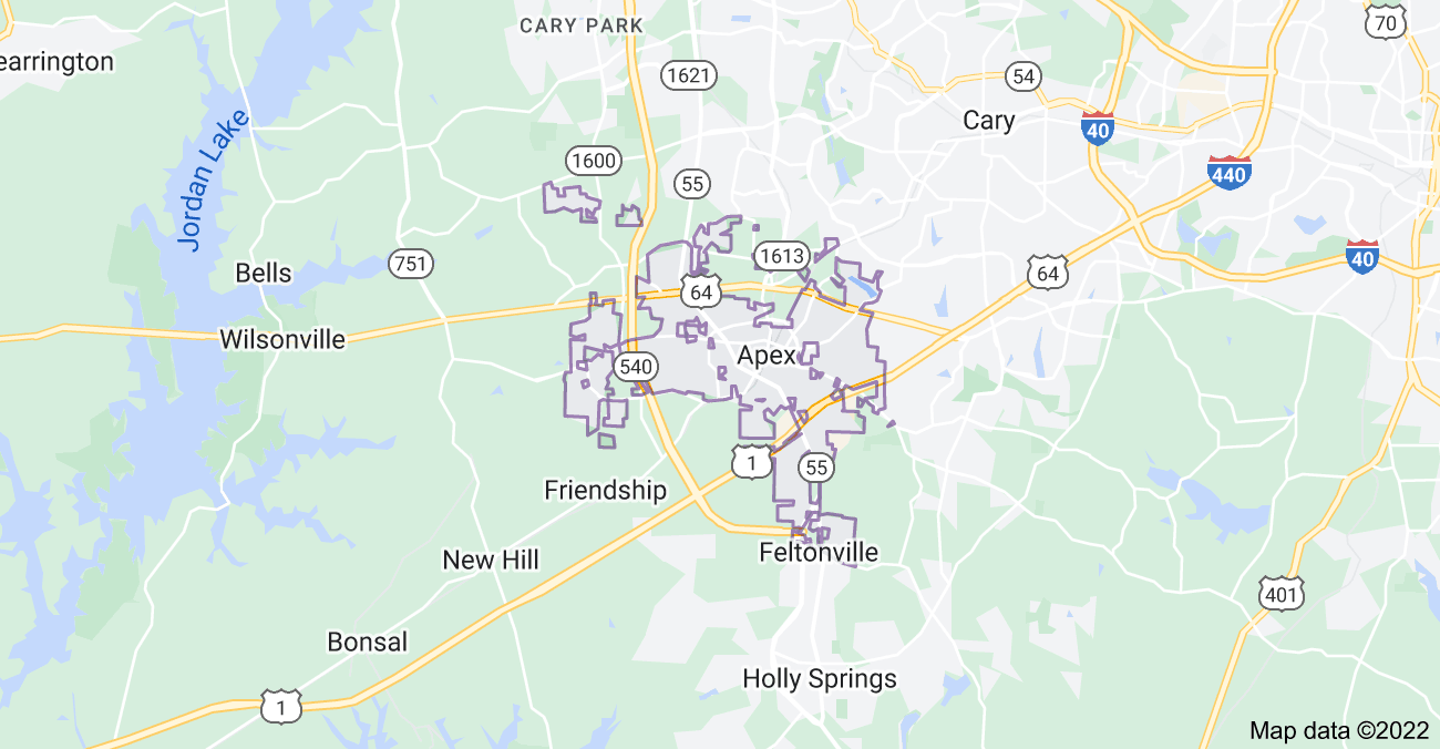 Map of Apex, NC