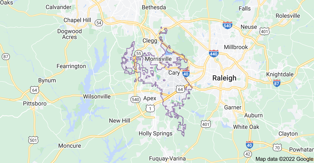 Map of Cary, NC
