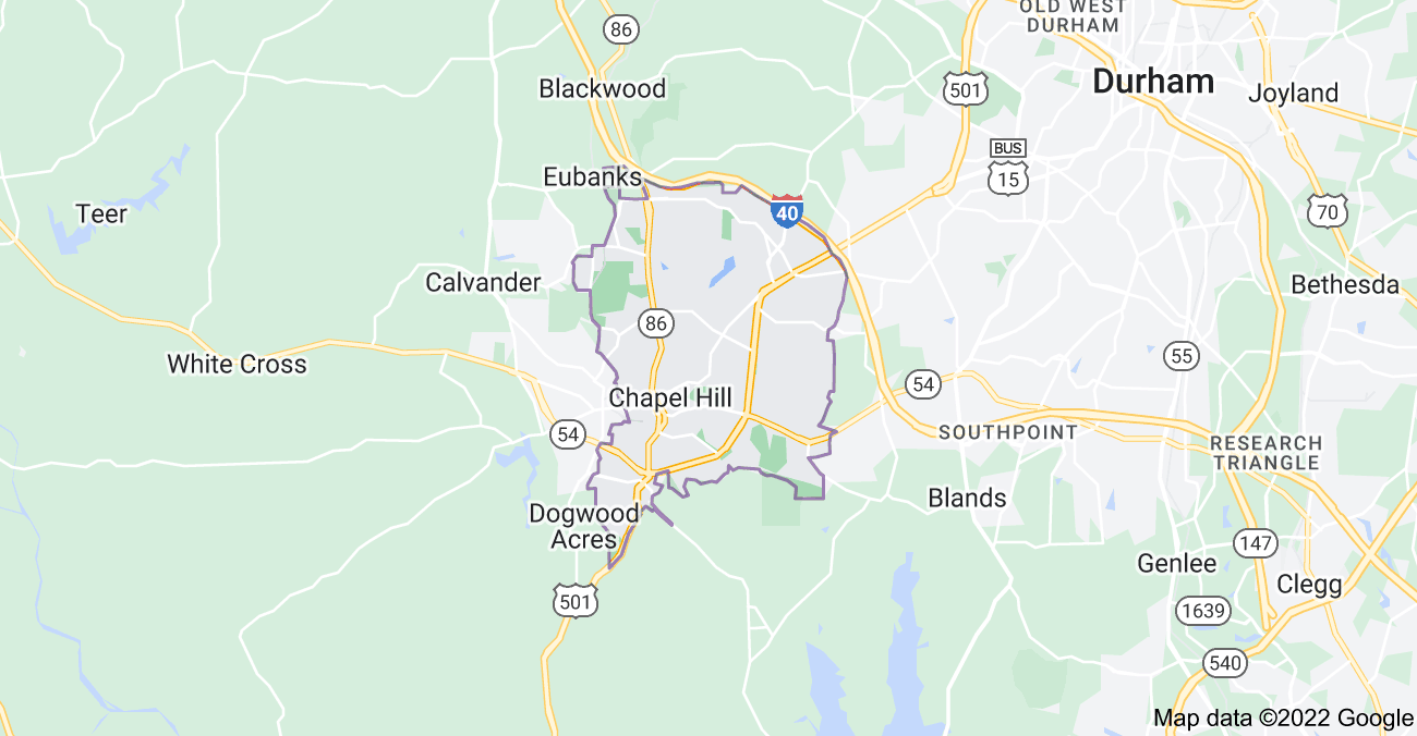 Map of Chapel Hill, NC