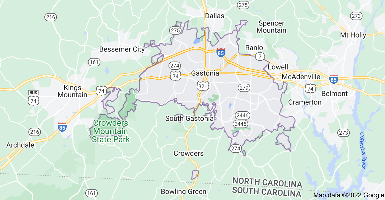 Map of Gastonia, NC
