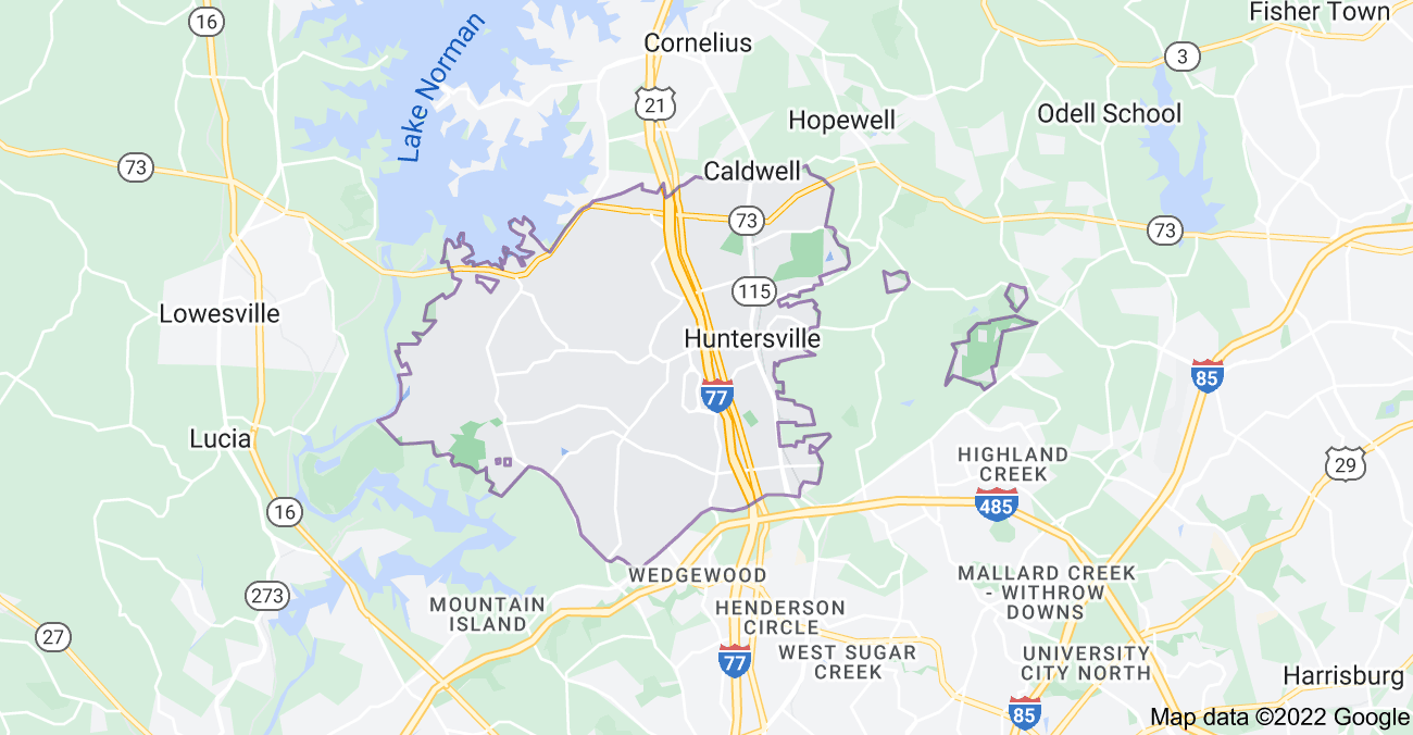Map of Huntersville, NC