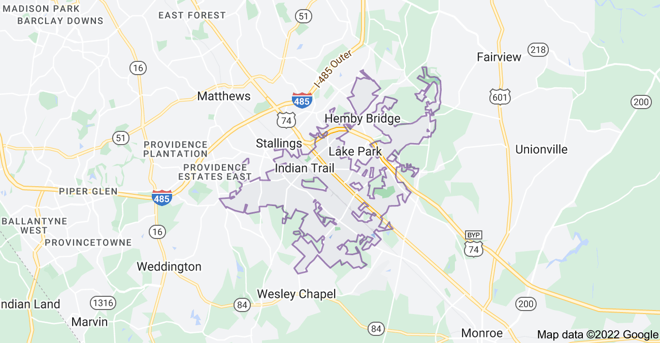 Map of Indian Trail, NC