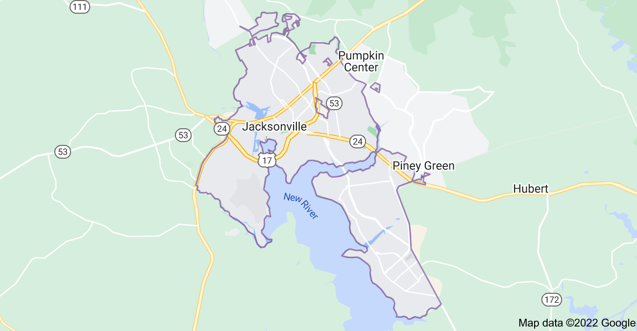 Map of Jacksonville, NC