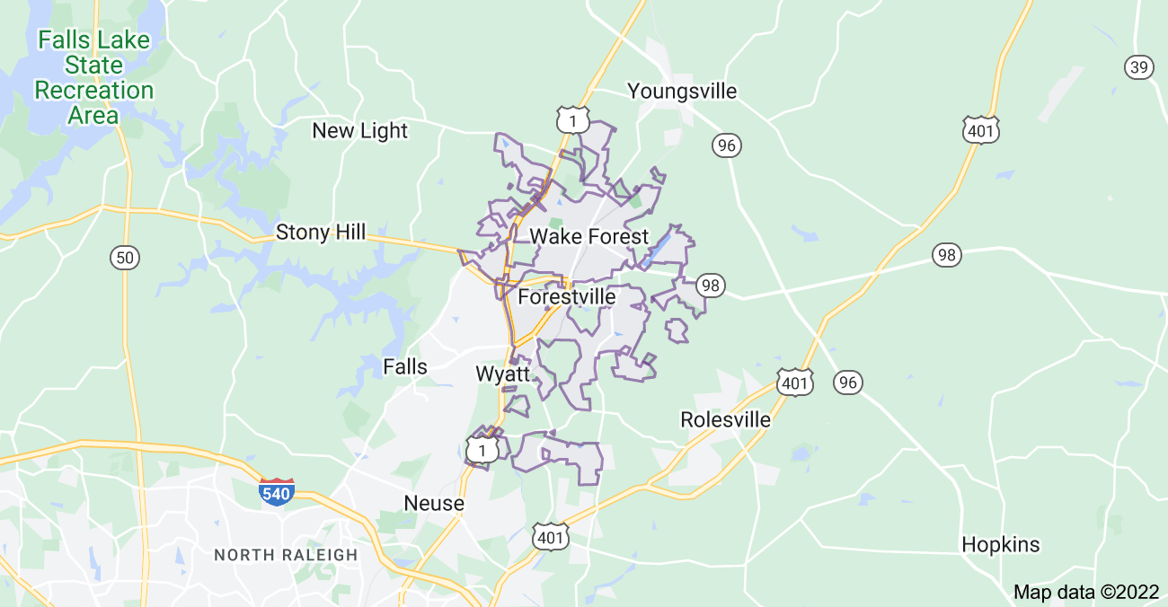 Map of Wake Forest, NC