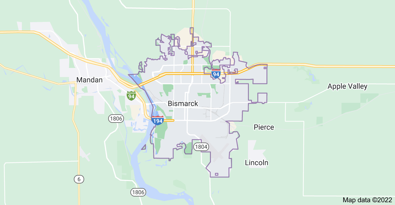 Map of Bismarck, ND