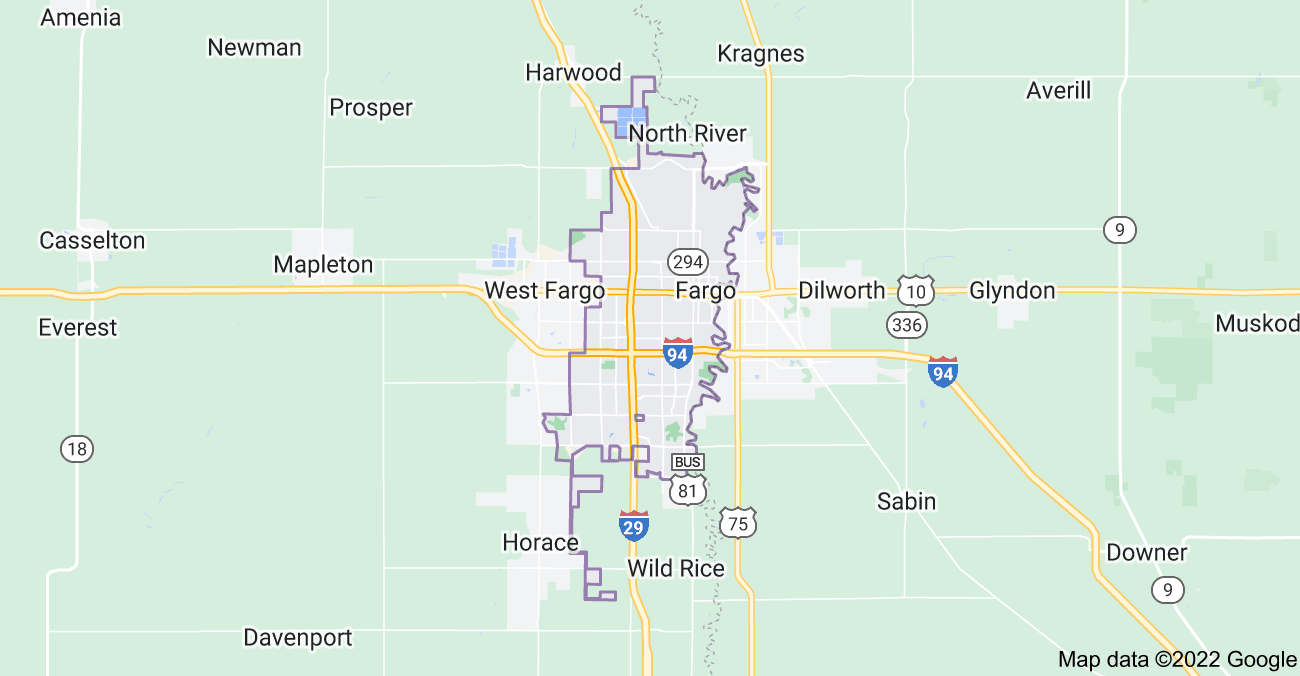 Map of Fargo, ND