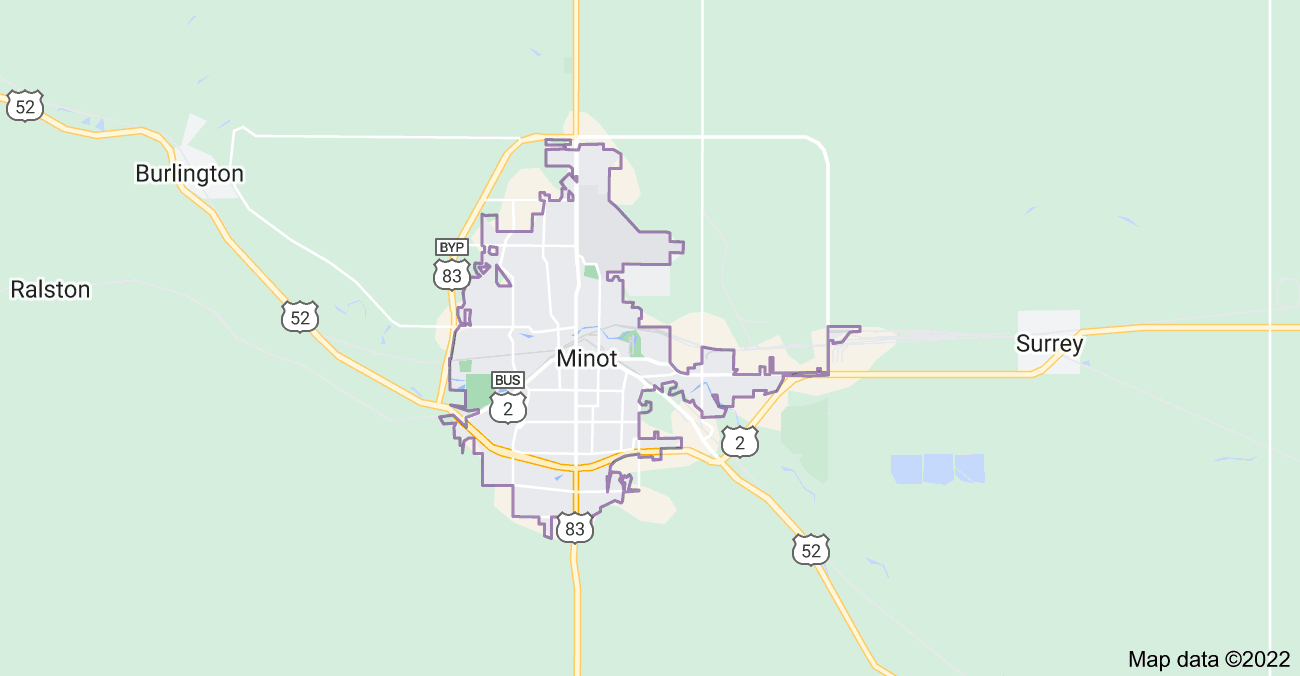 Map of Minot, ND