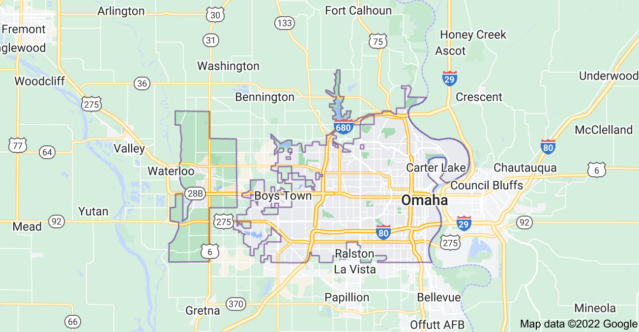 Map of Omaha, NE