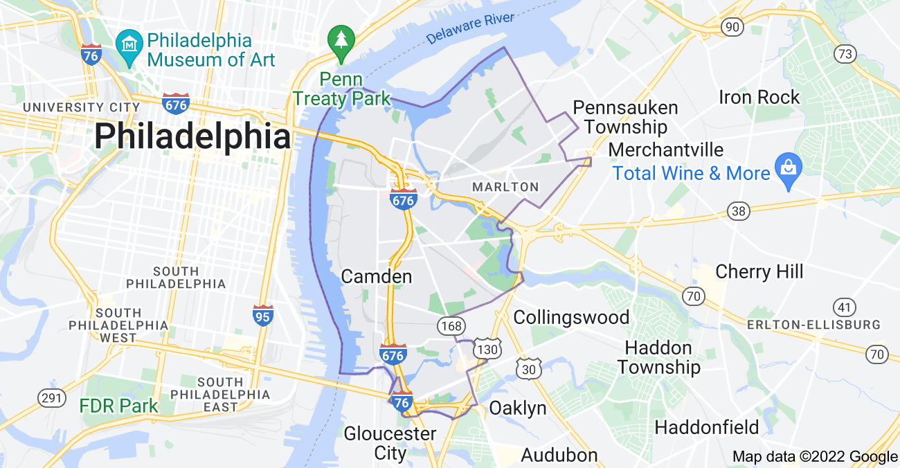 Map of Camden, NJ