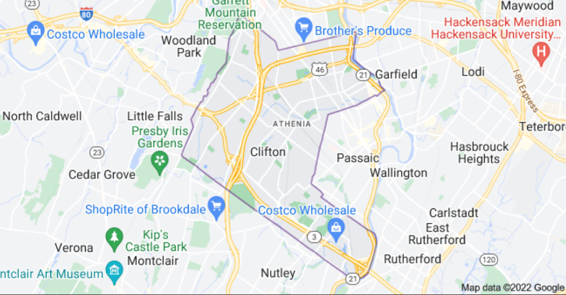 Map of Clifton, NJ