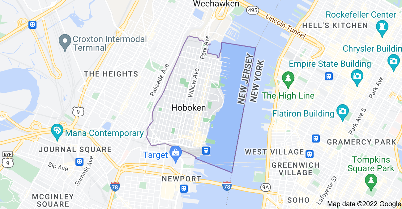 Map of Hoboken, NJ