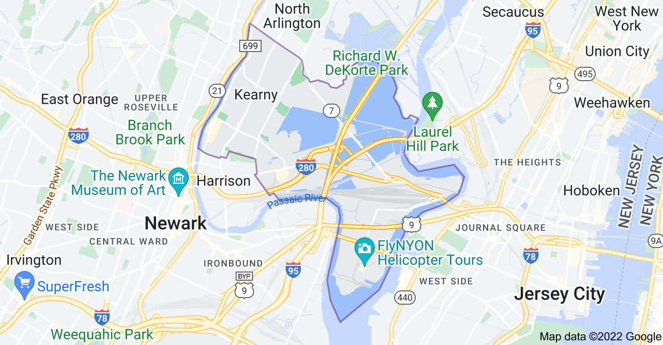 Map of Kearny, NJ