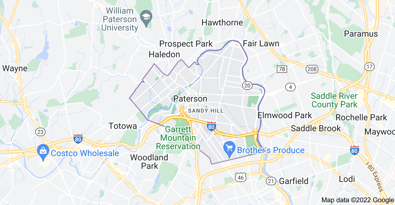 Map of Paterson, NJ