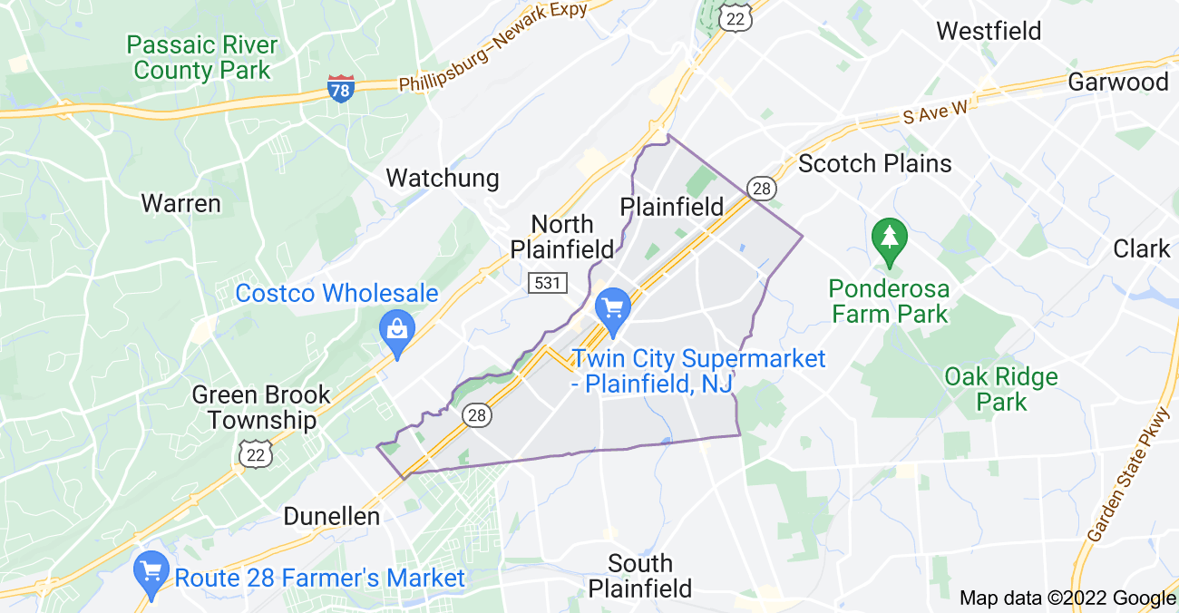 Map of Plainfield, NJ