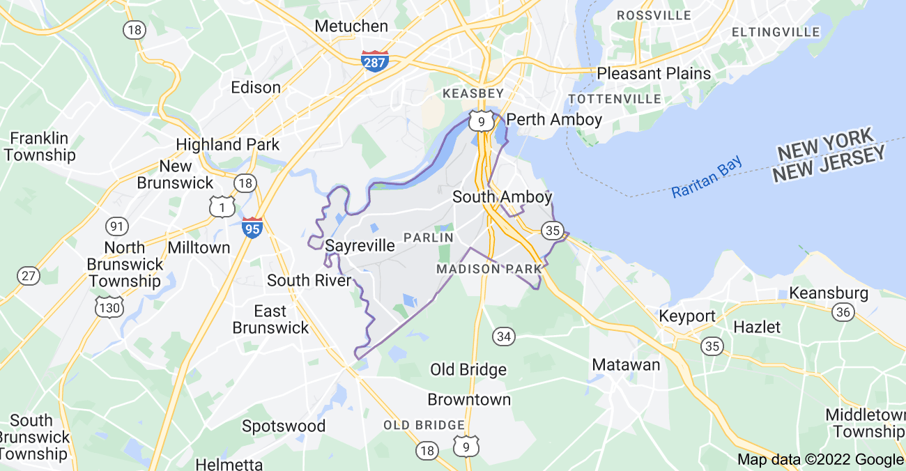 Map of Sayreville, NJ