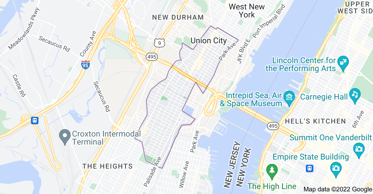 Map of Union City, NJ