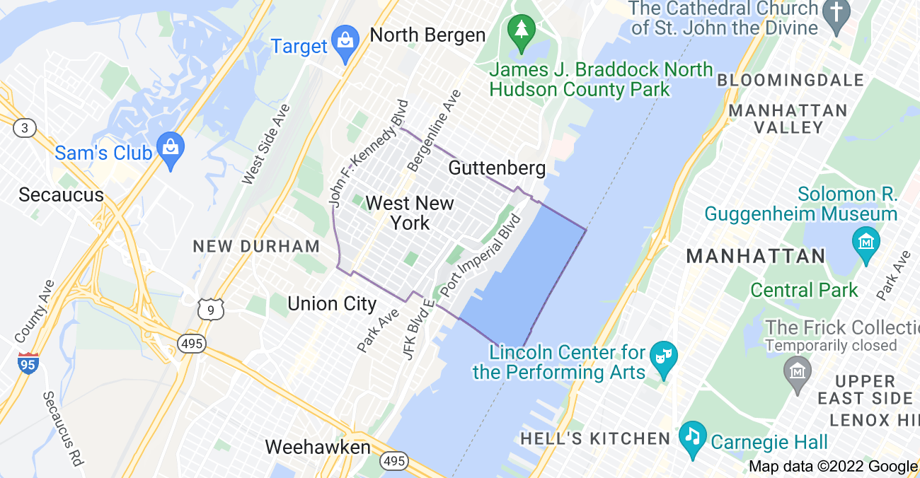 Map of West New York, NJ