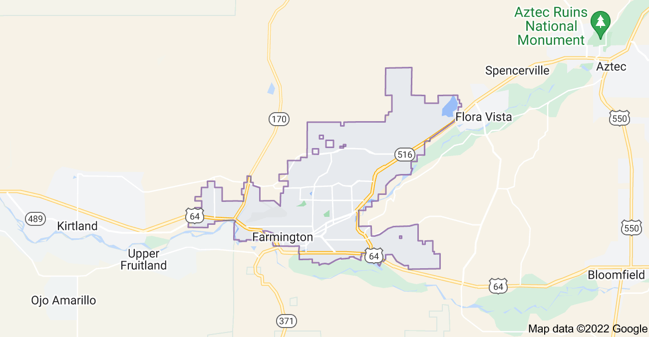 Map of Farmington, NM