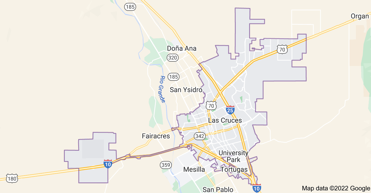 Map of Las Cruces, NM