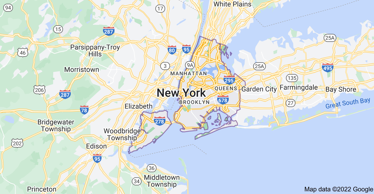 Map of New York City, NY