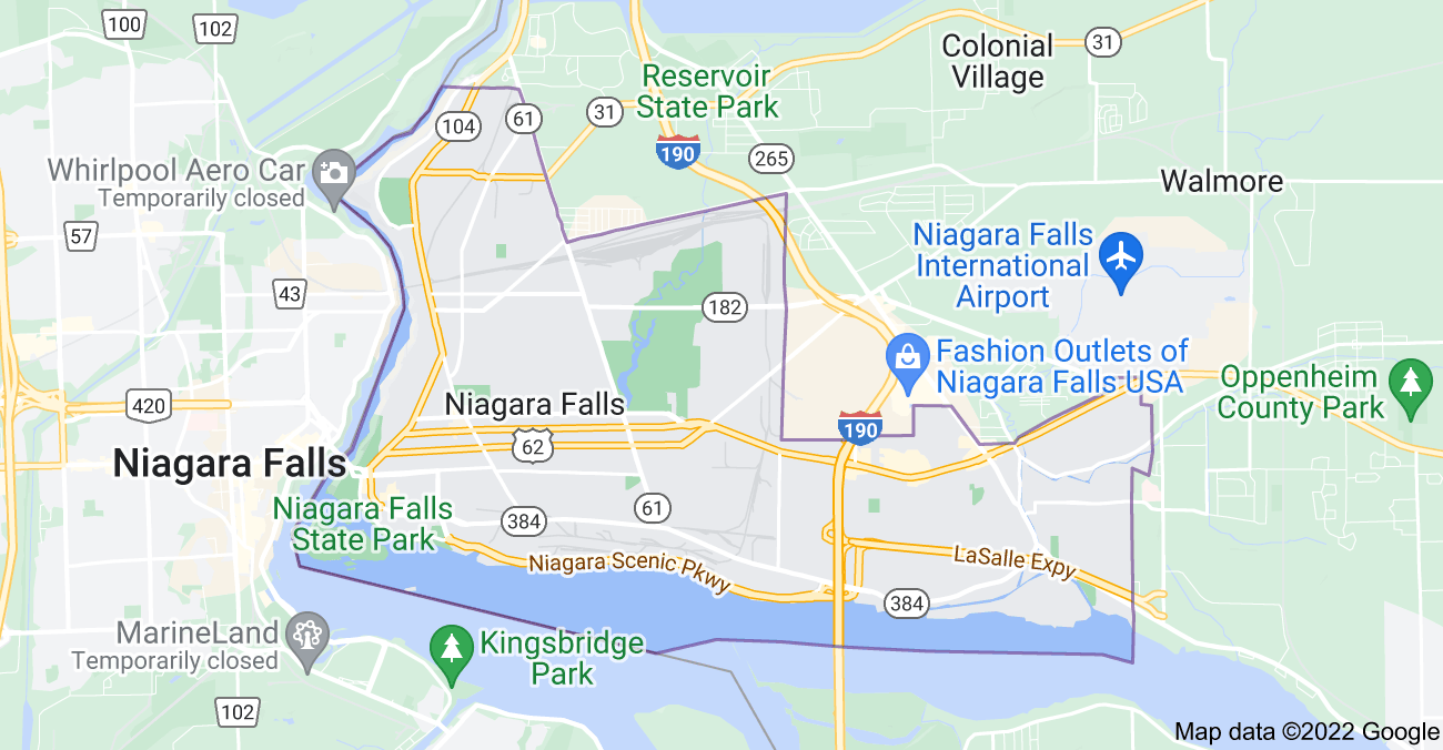 Map of Niagara Falls, NY