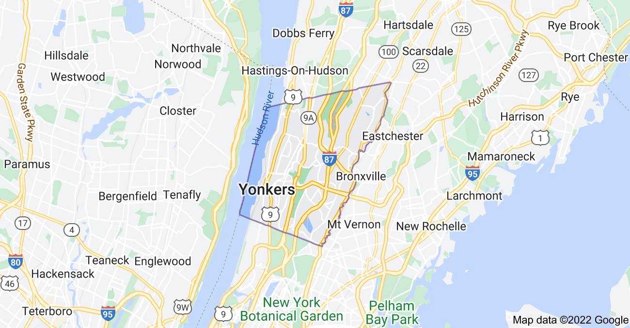 Map of Yonkers, NY