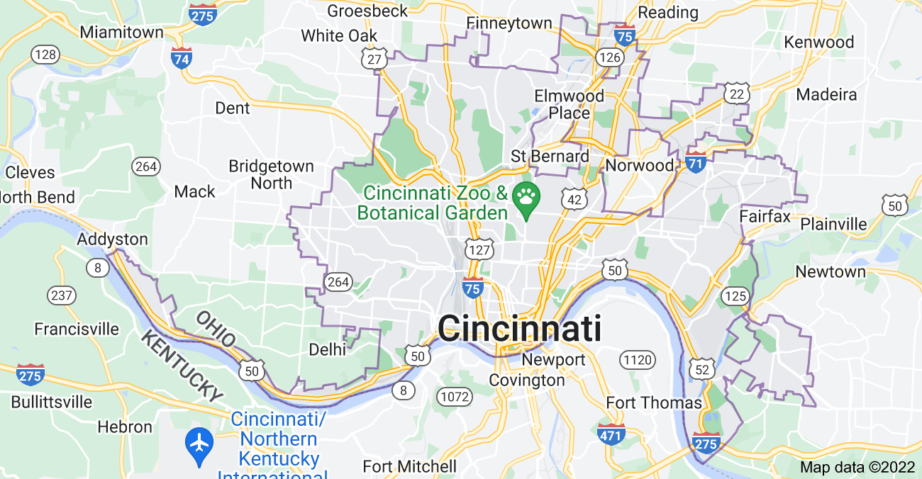 Map of Cincinnati, OH