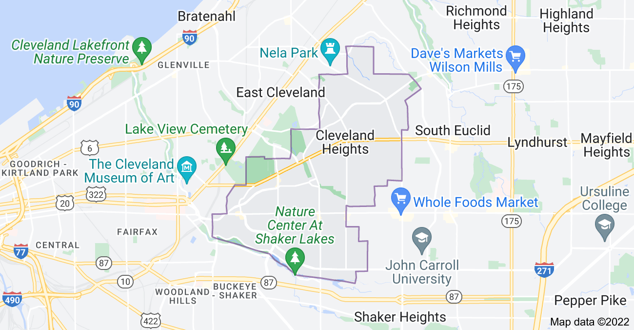 Map of Cleveland Heights, OH