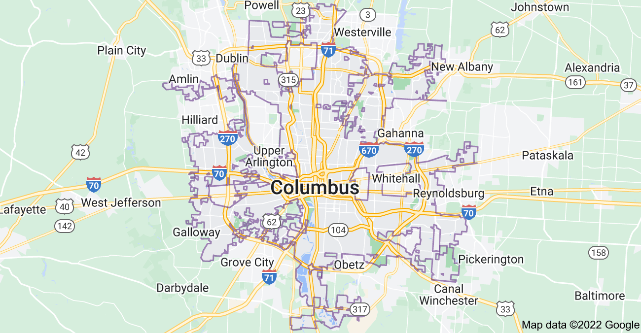 Map of Columbus, OH