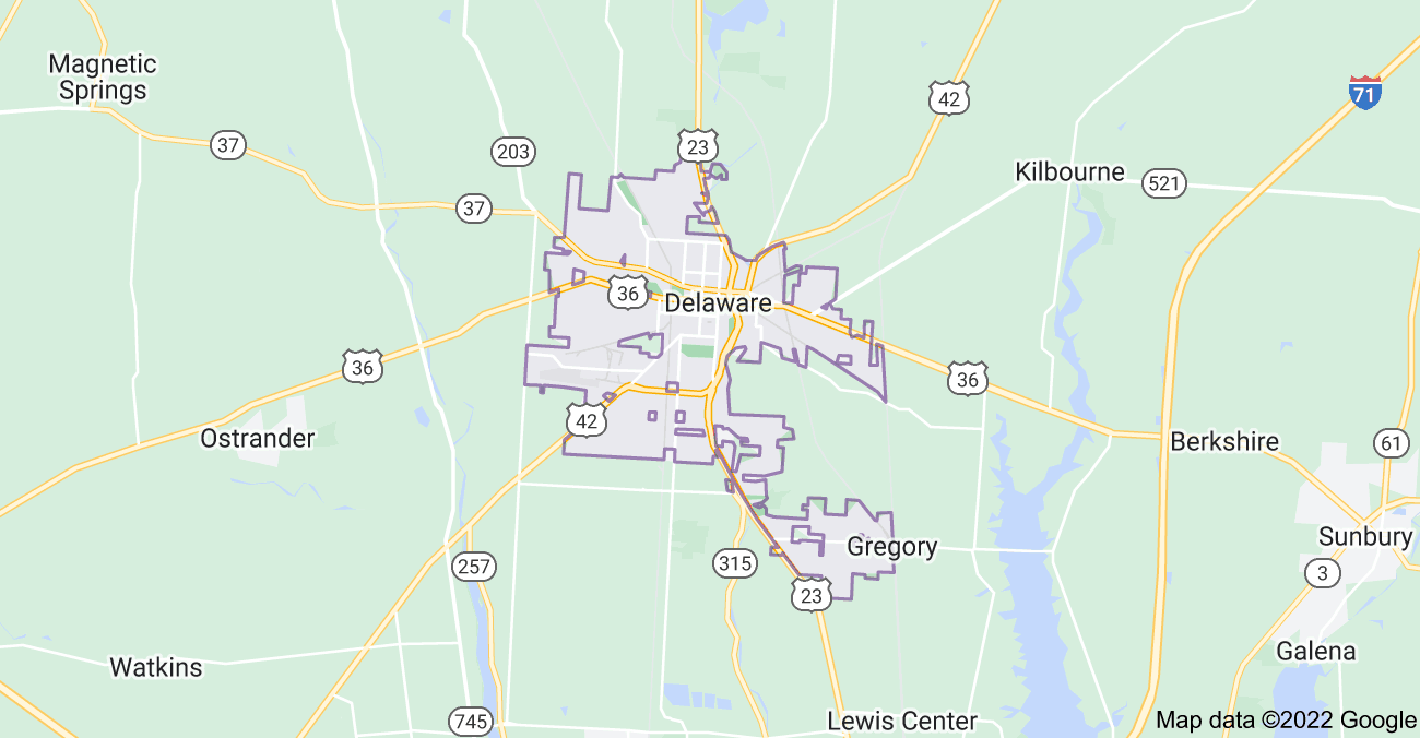 Map of Delaware, OH