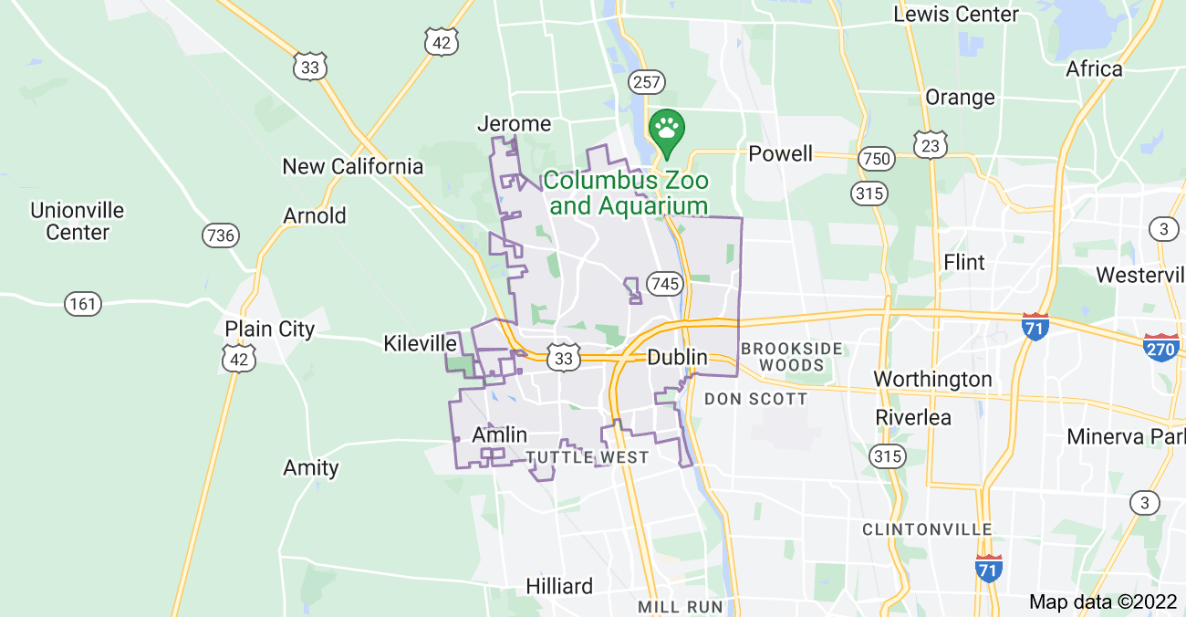 Map of Dublin, OH