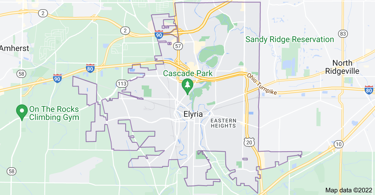 Map of Elyria, OH