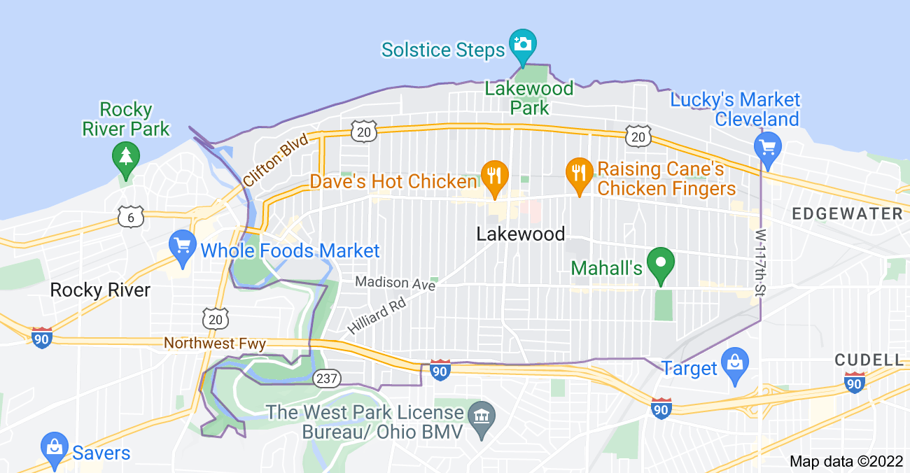 Map of Lakewood, OH