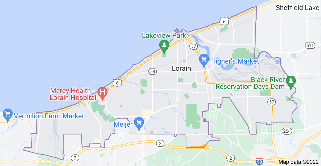 Map of Lorain, OH