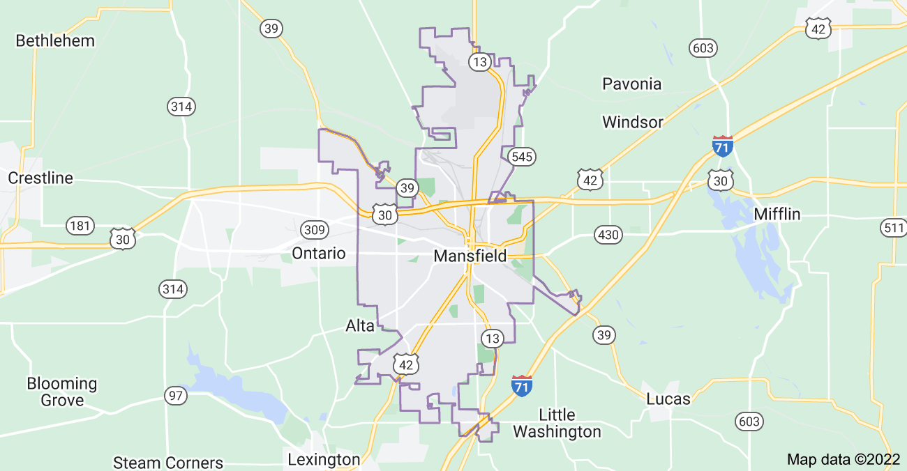 Map of Mansfield, OH