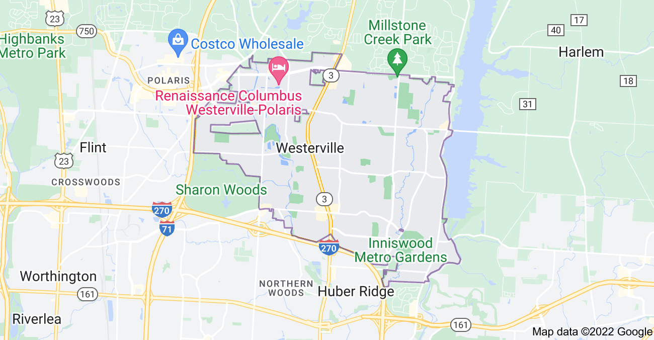 Map of Westerville, OH