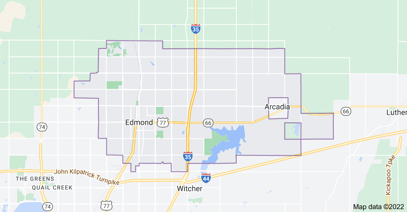 Map of Edmond, OK