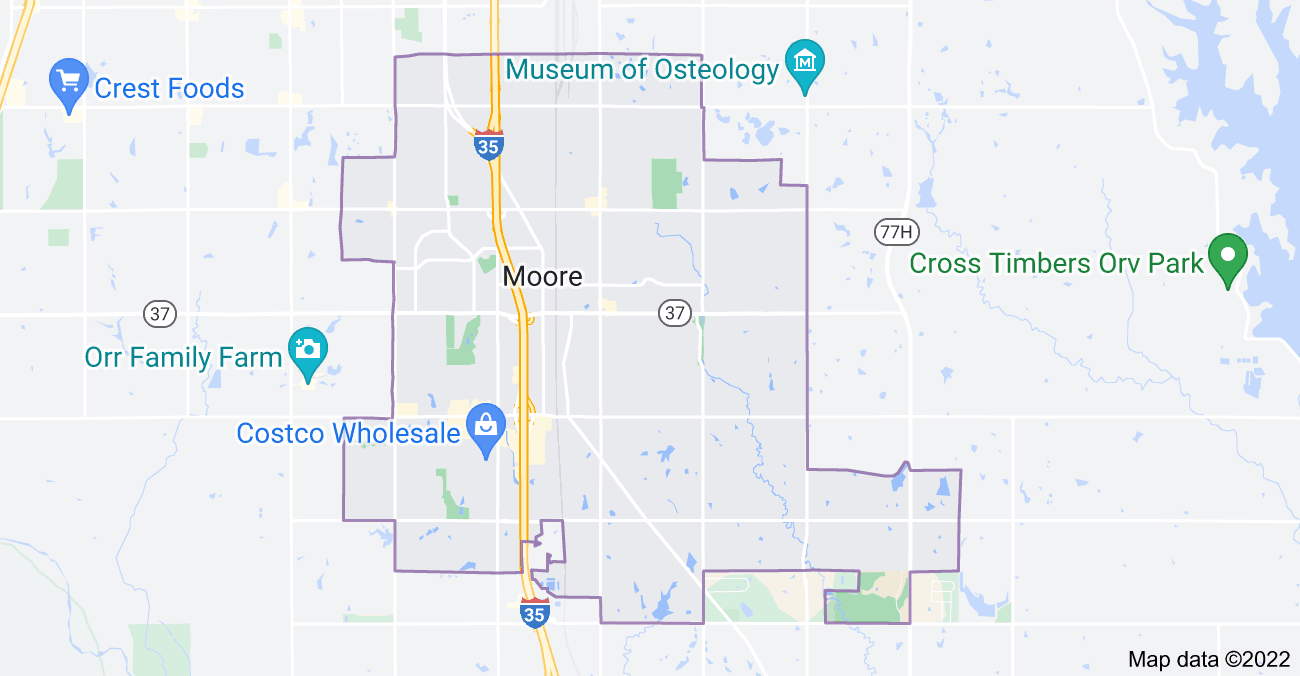 Map of Moore, OK