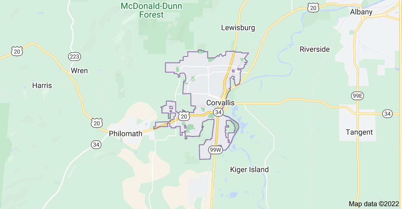 Map of Corvallis, OR