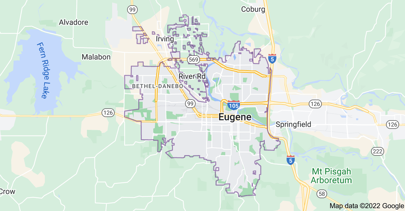 Map of Eugene, OR