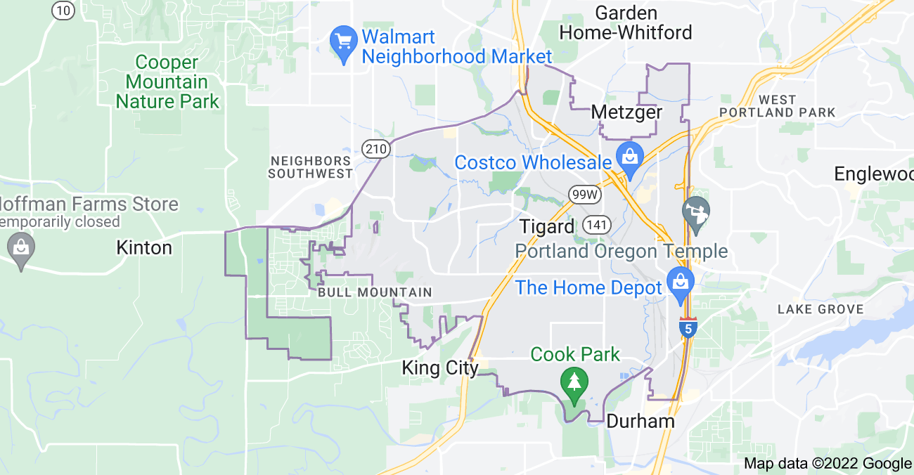 Map of Tigard, OR