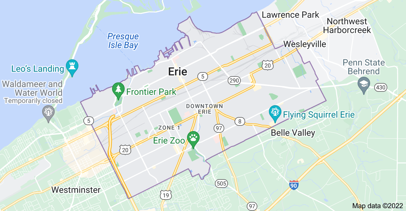 Map of Erie, PA