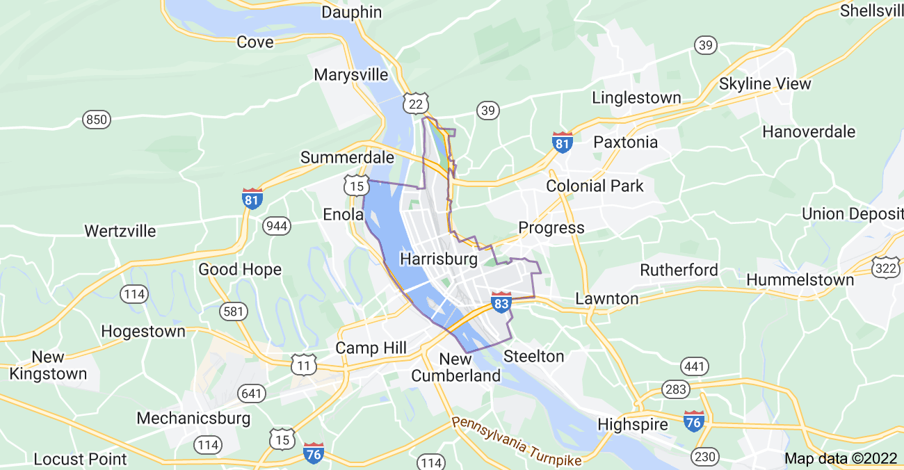 Map of Harrisburg, PA