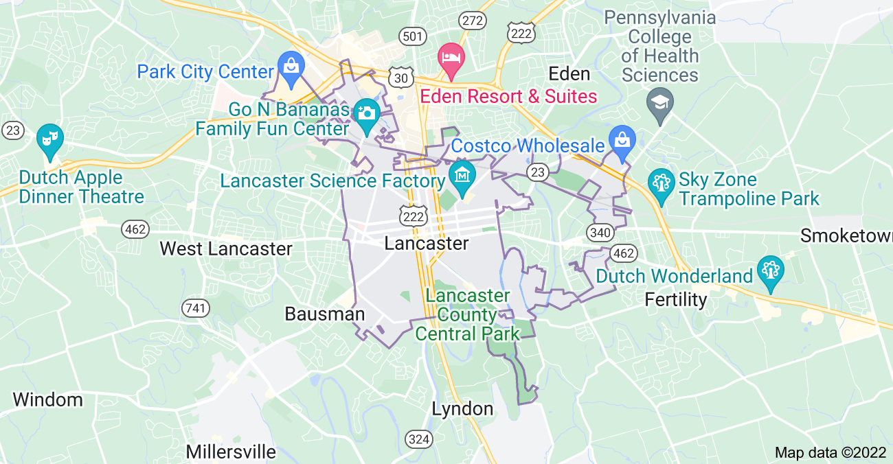 Map of Lancaster, PA
