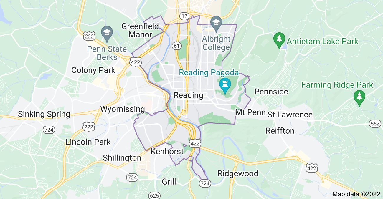 Map of Reading, PA