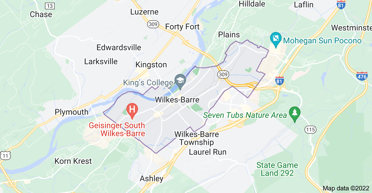 Map of Wilkes-Barre, PA