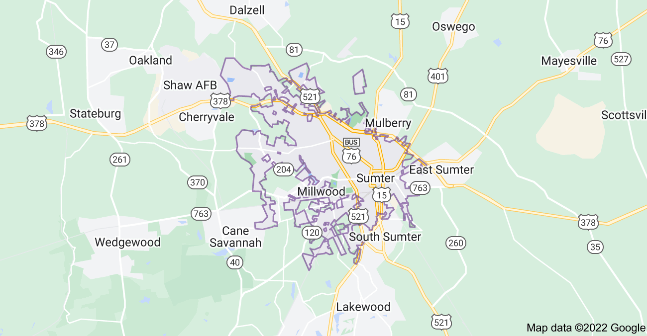 Map of Sumter, SC