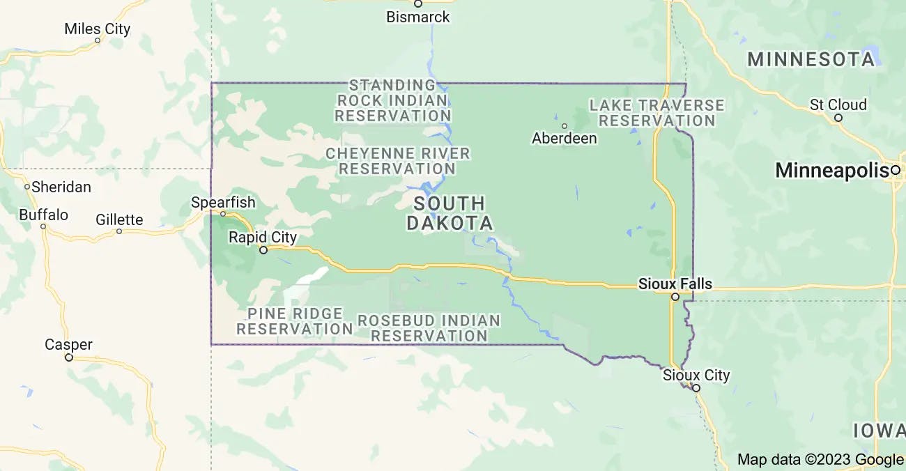 Map of South Dakota