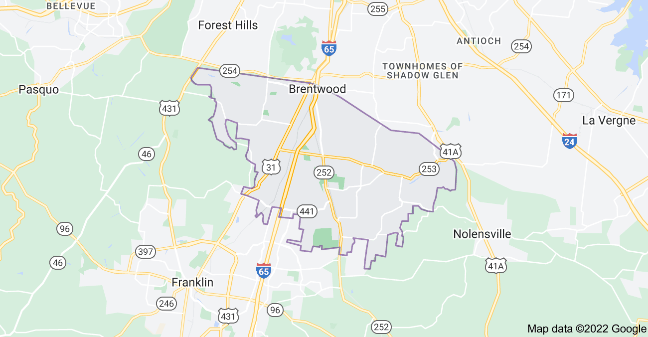 Map of Brentwood, TN