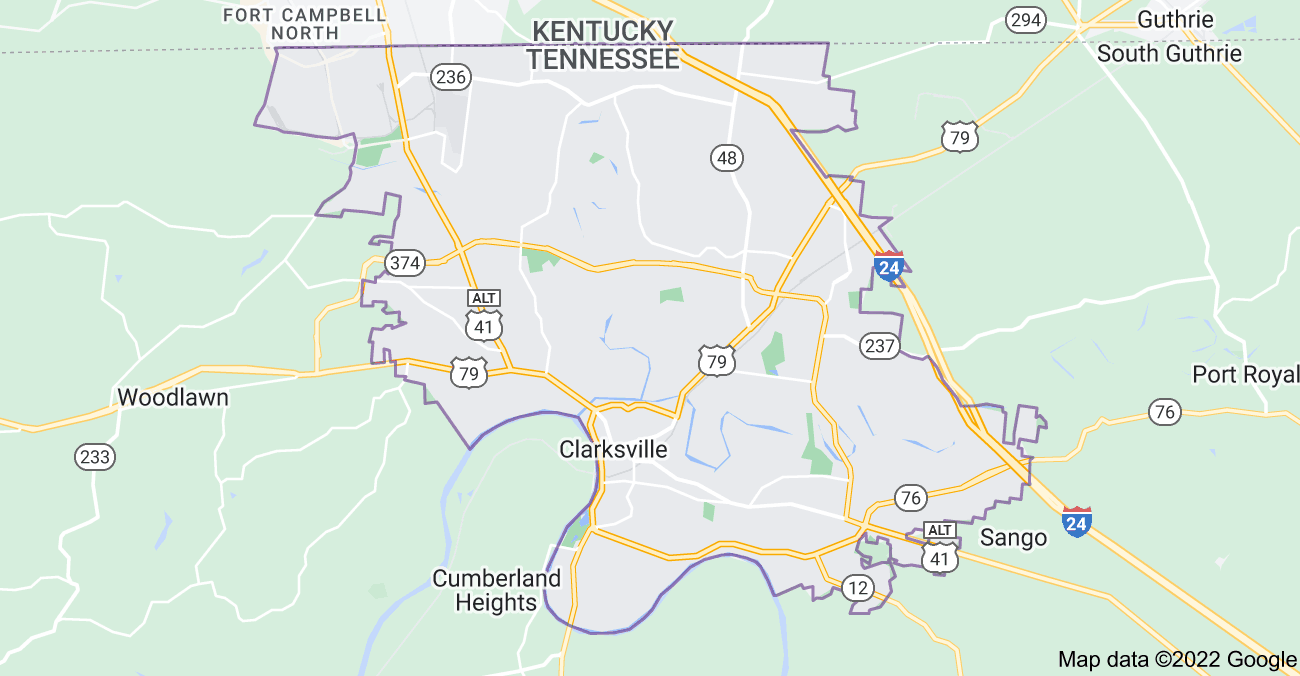 Map of Clarksville, TN